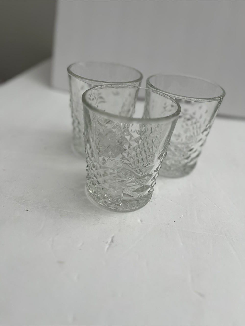 Anchor Hocking Clear Patterned Glass Highball Tumblers - Set of 3
